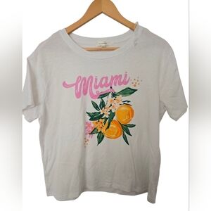 No Comment White Miami Graphic T-Shirt Medium